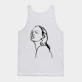 One line woman face  drawing, Abstract minimal female single line art Tank Top